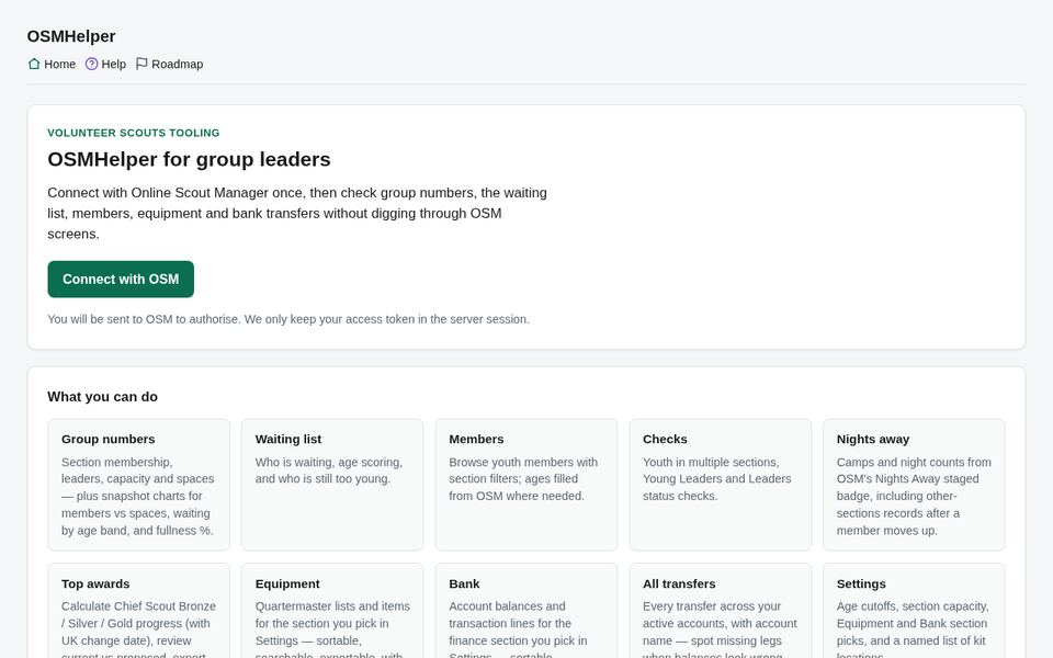 OSM Helper homepage
